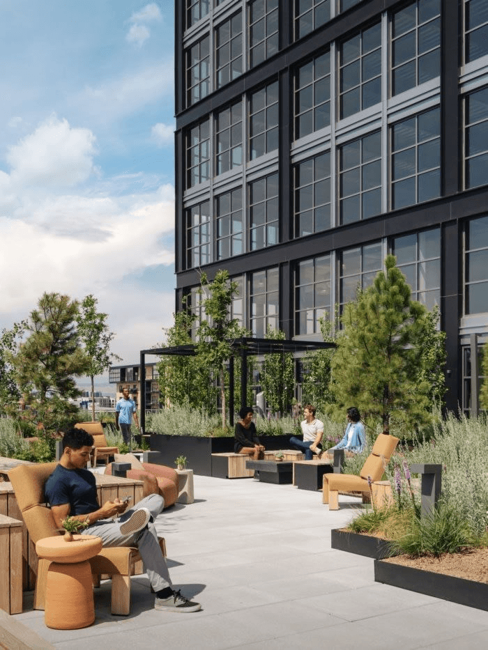 Landscaped open-to-sky terrace with seating